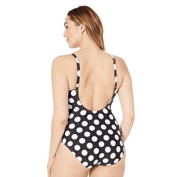 La Blanca Polka Dot Lace-Up Tummy Control One-Piece Swimsuit Size 18W NWOT - Picture 2 of 8